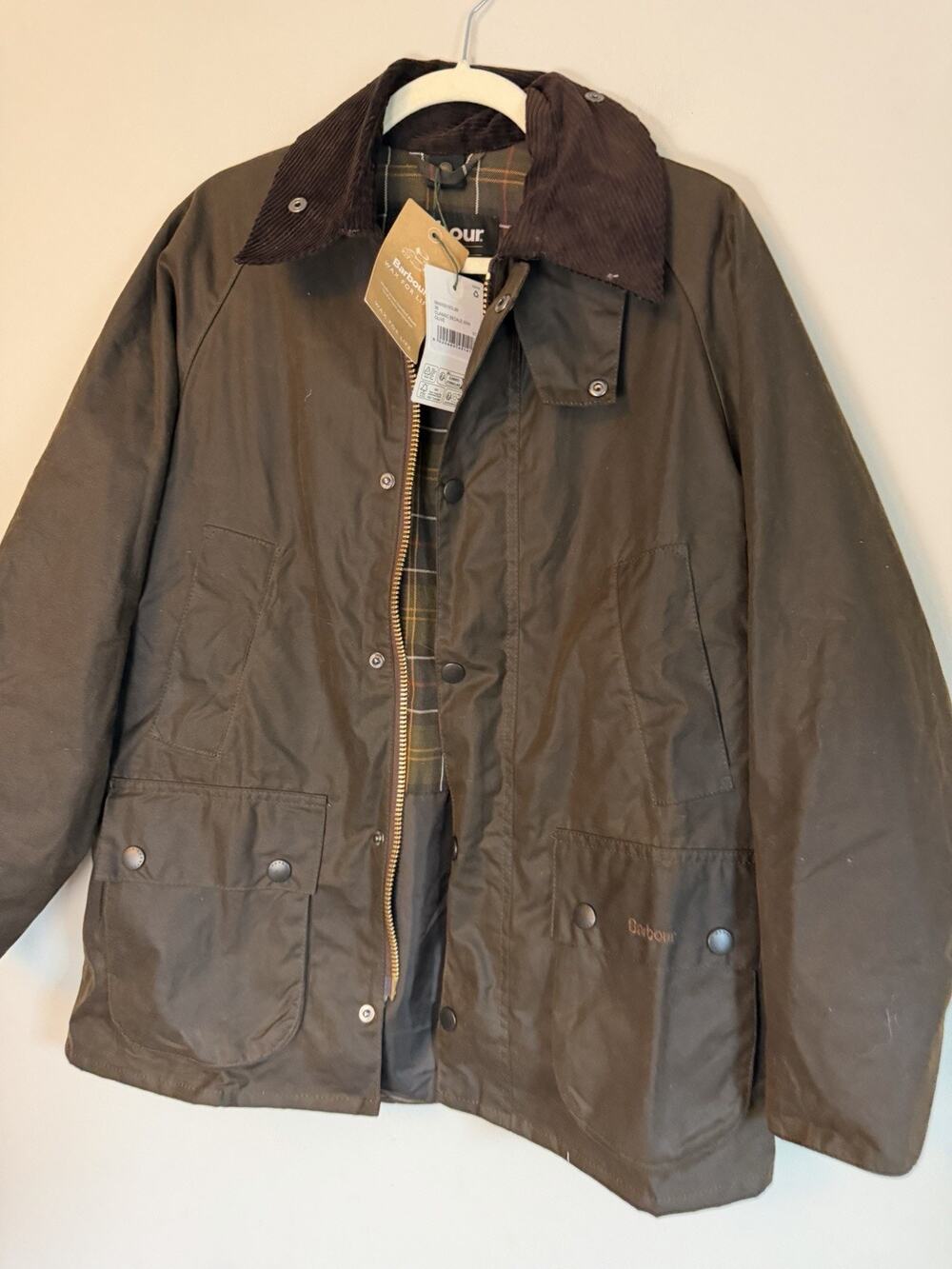 Barbour Classic Bedale Wax Jacket Olive Unisex Sz 36 NWT $426